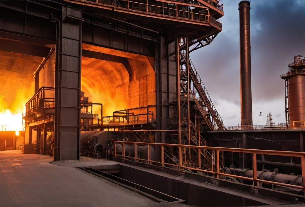 Steel manufacturing process with hot rolling in an industrial setting